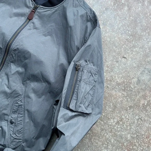 Wallace & Barnes Mens Gray Nylon Cotton MA-1 Military Bomber Jacket XL Talon Zip - Picture 5 of 11